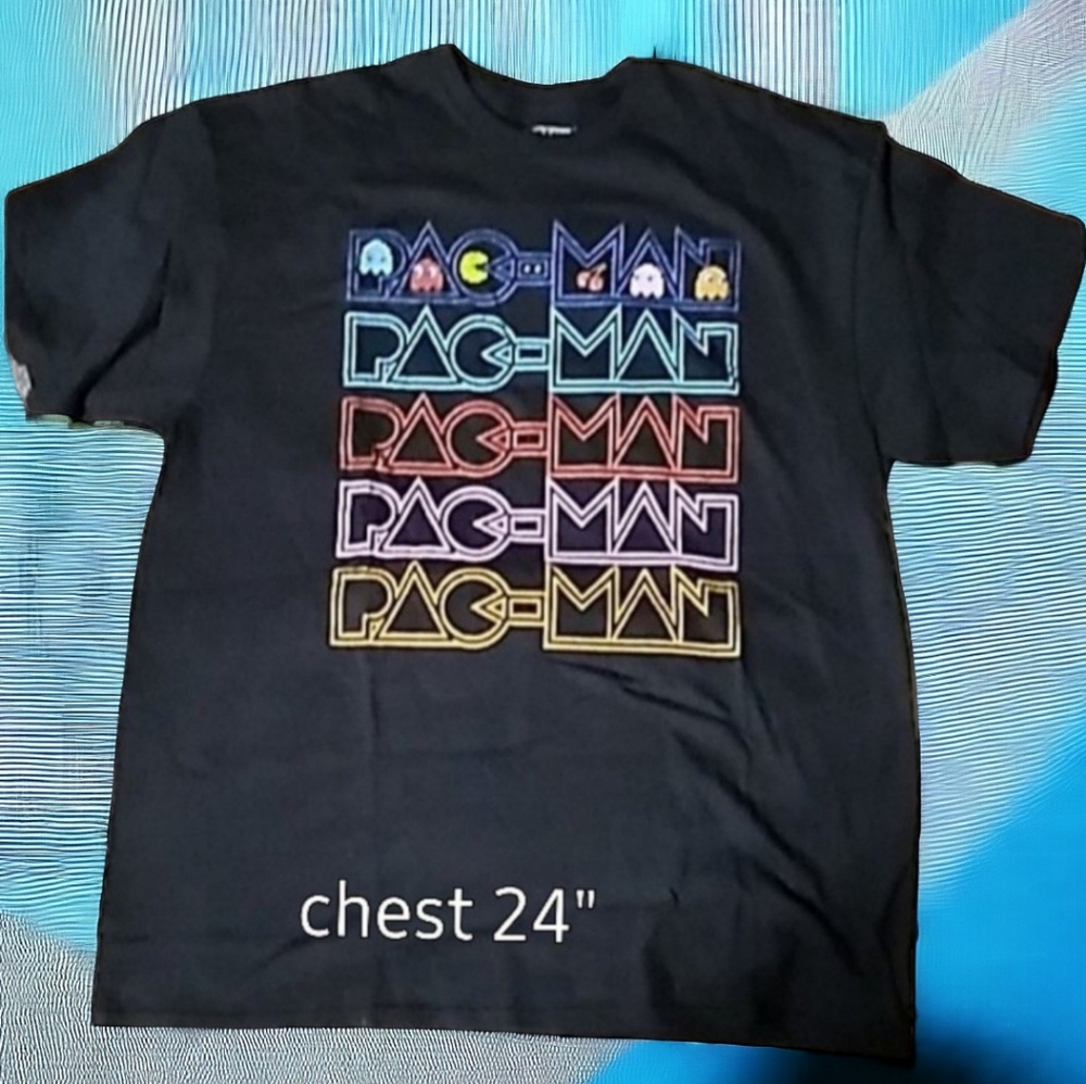 NWT PAC MAN XL Men's Black T Shirt.  Pac Man Graphic S/S Tee